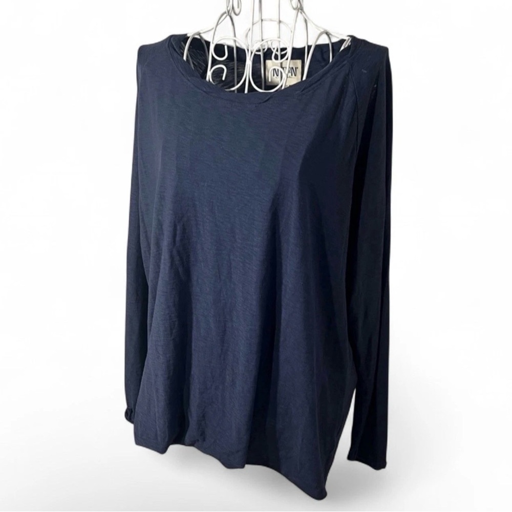 Nation LTD Anthropologie Navy Long Sleeve Pima Cotton Minimalist Normcore Size L